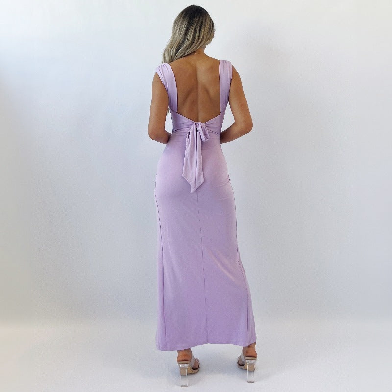 SORREN™ Serene Back-Tie Slit Dress