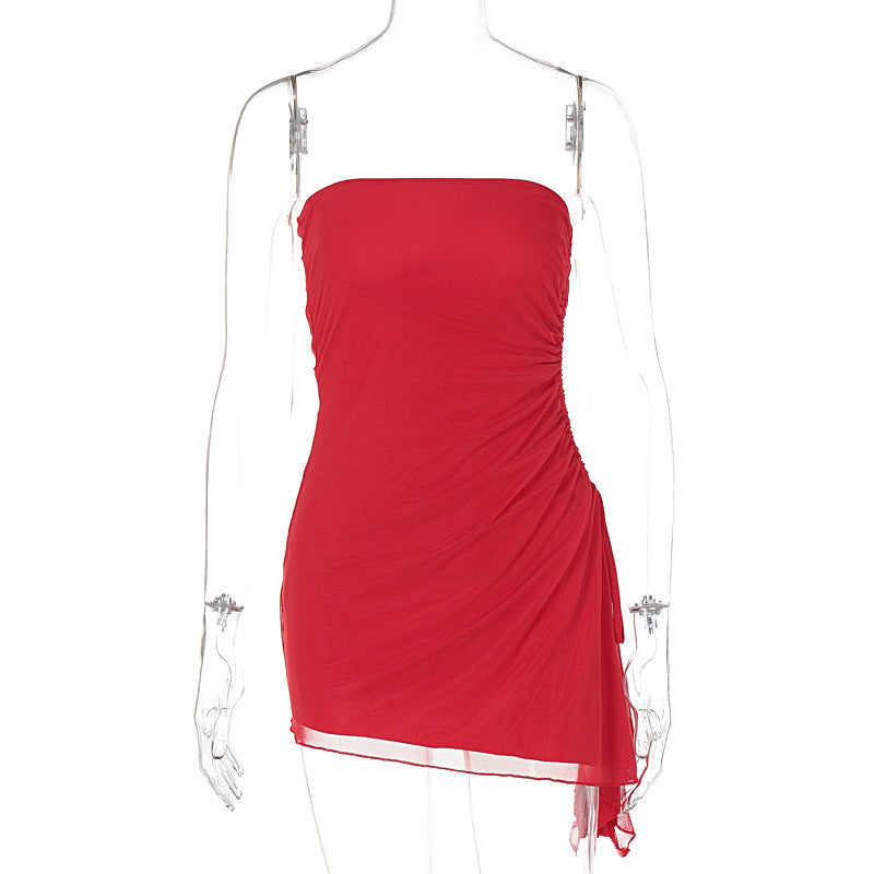 SORREN™ Soléa Y2K Split-Tube Mini Dress