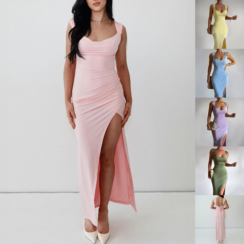 SORREN™ Serene Back-Tie Slit Dress