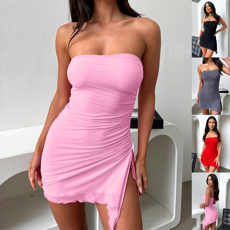 SORREN™ Soléa Y2K Split-Tube Mini Dress