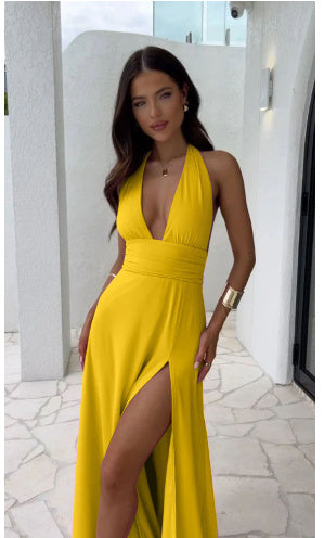 SORREN™ Calista Halterneck Slit Dress